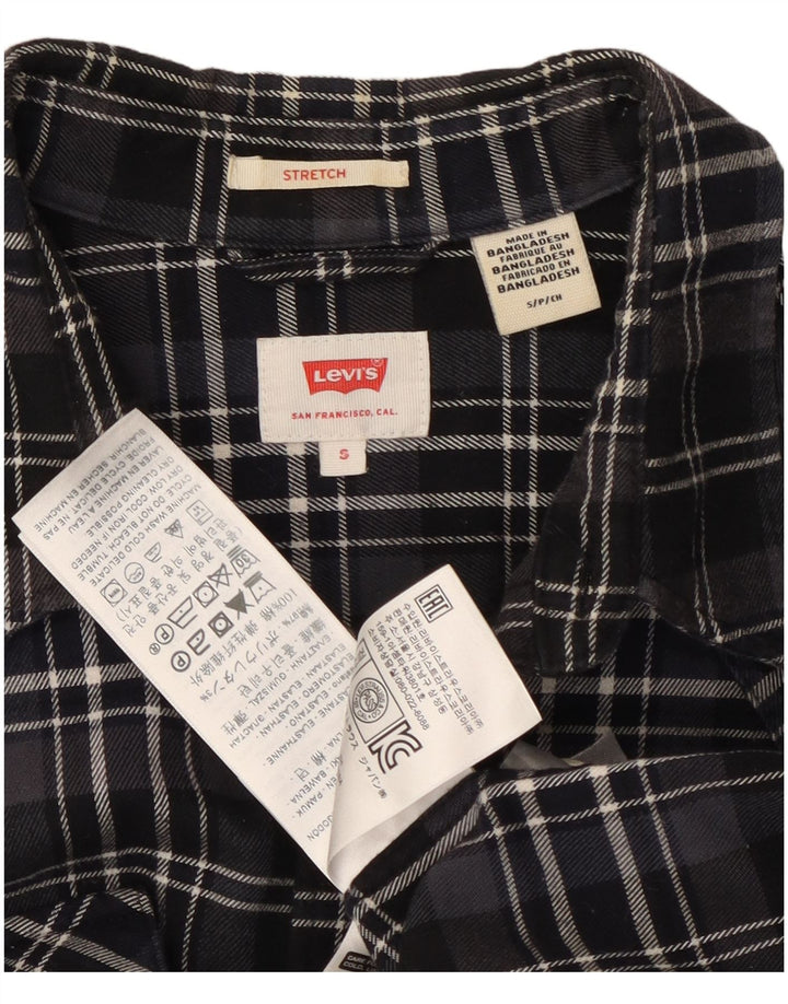 Cămașă de flanel elastică pentru bărbați LEVI'S, bumbac cu carouri mici, negru
