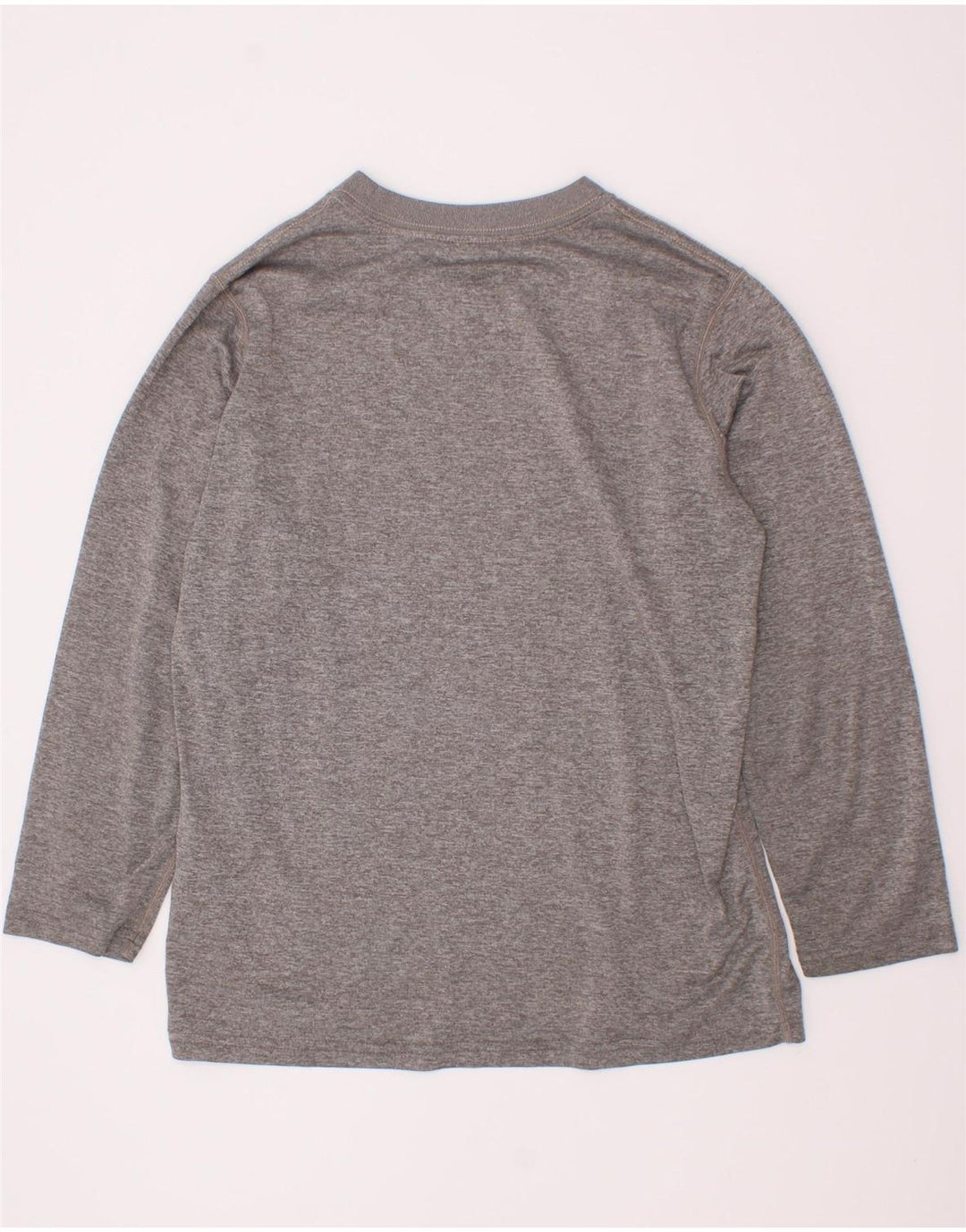 Nike Boys Dri Fit Graphic Top Long Sleeve 8-9 Years Small Grey Polyester