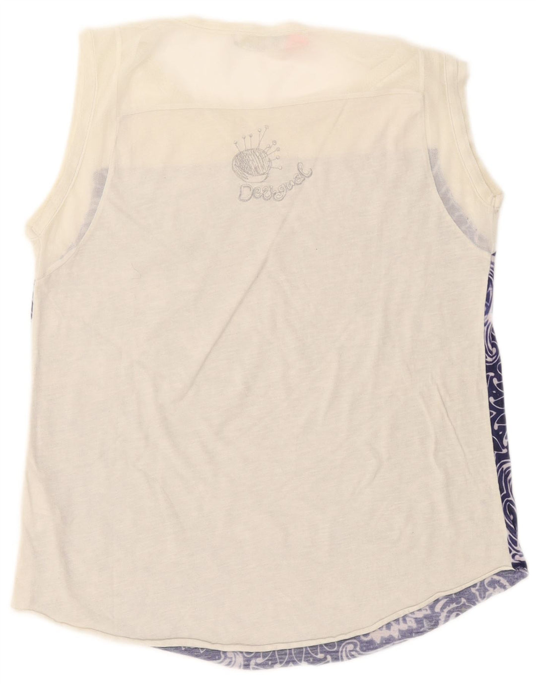 Desigual Womens Graphic Vest Top UK 14 Large White Paisley Poliester