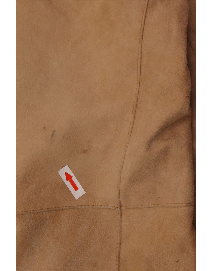 Palton din piele de căprioară pentru femei vintage UK 12 Piele Bej Mediu