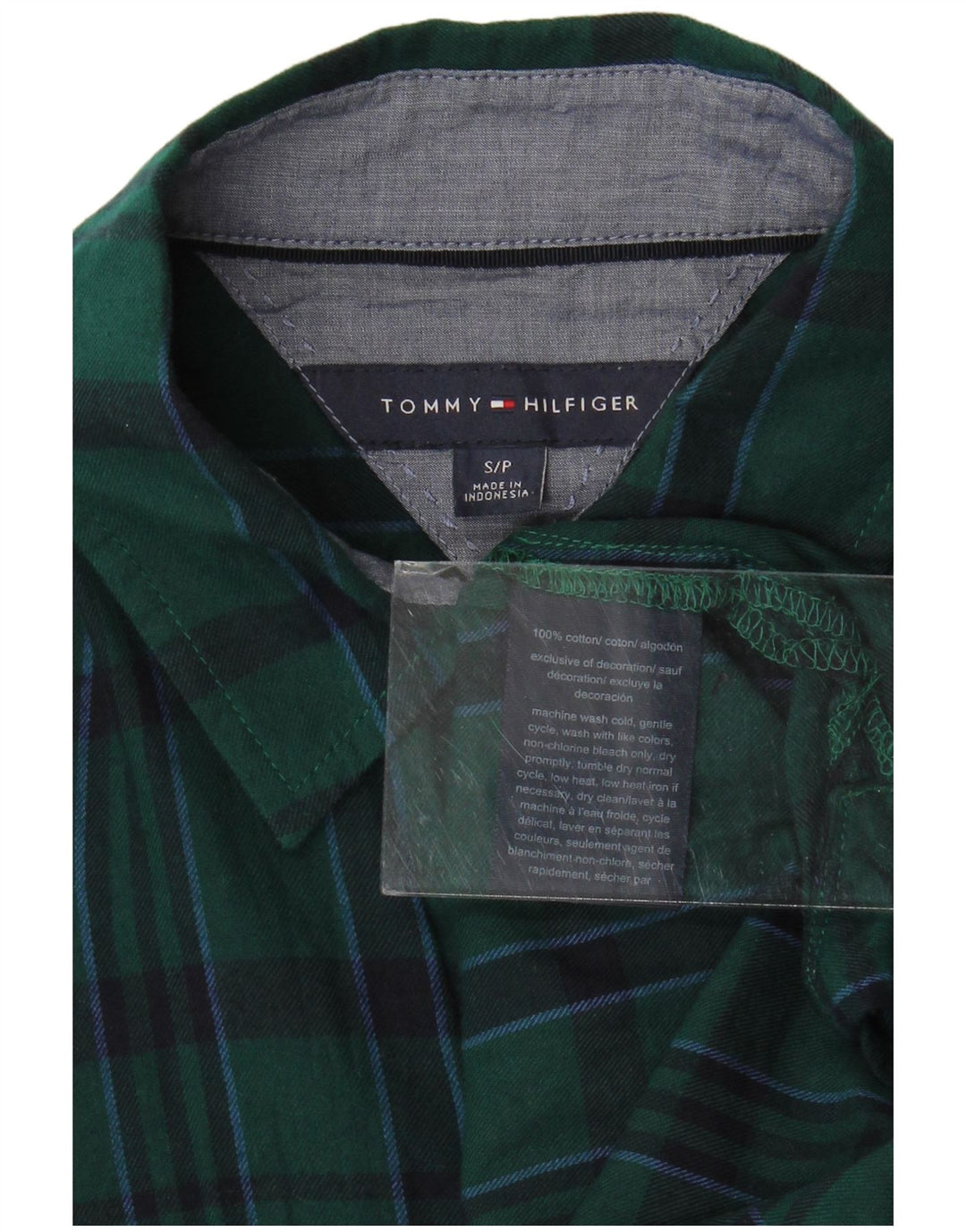 TOMMY HILFIGER Cămașă de flanel supradimensionată pentru femei UK 10 Small Green Check