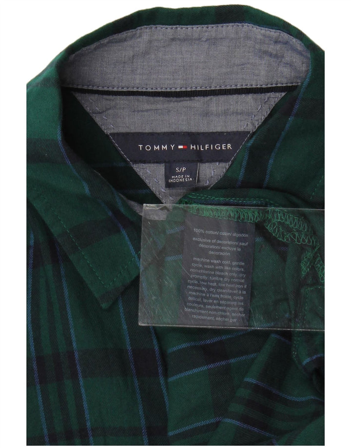 TOMMY HILFIGER Cămașă de flanel supradimensionată pentru femei UK 10 Small Green Check