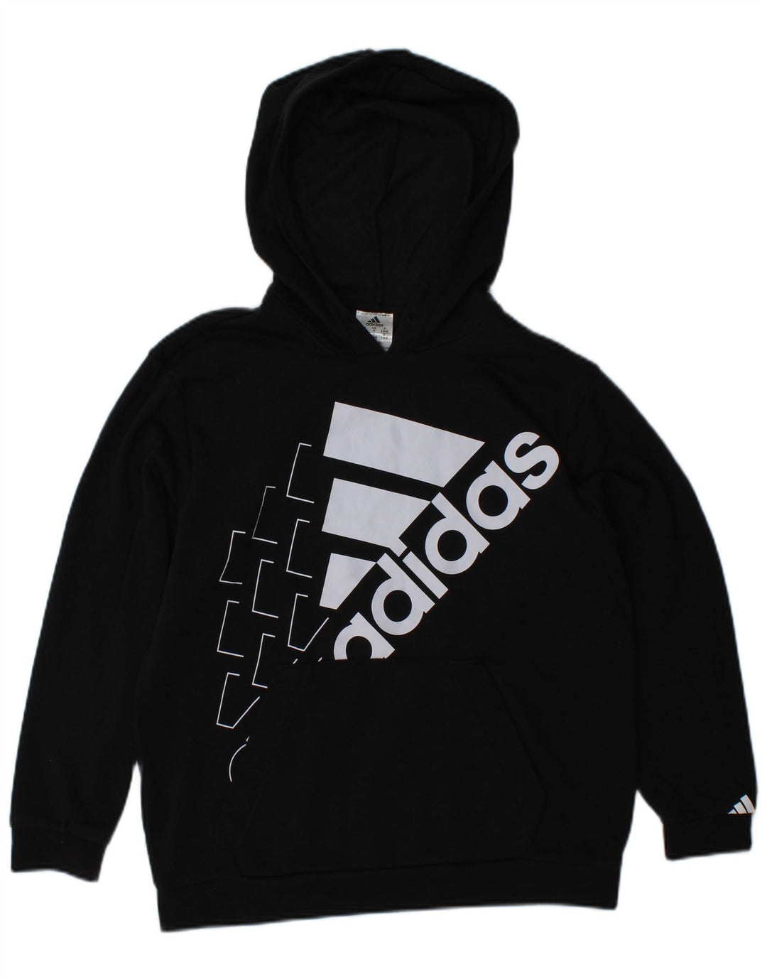 ADIDAS Pulover cu glugă cu grafic pentru femei UK 8/10 Bumbac negru mic