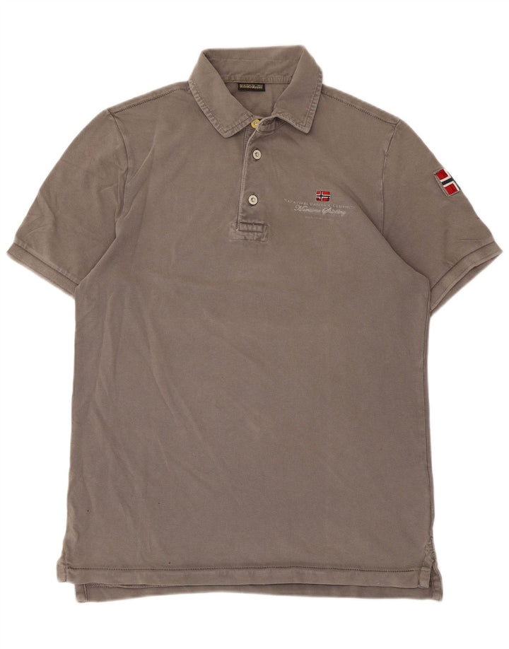 Tricou polo pentru bărbați Napapijri, bumbac gri mediu