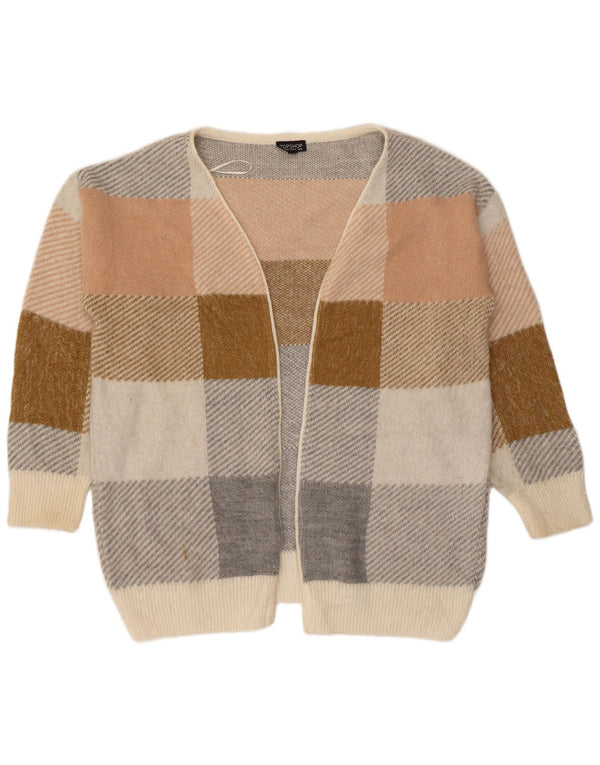 Pulover cardigan supradimensionat pentru femei Topshop UK 14 Medium Beige Check Acrylic