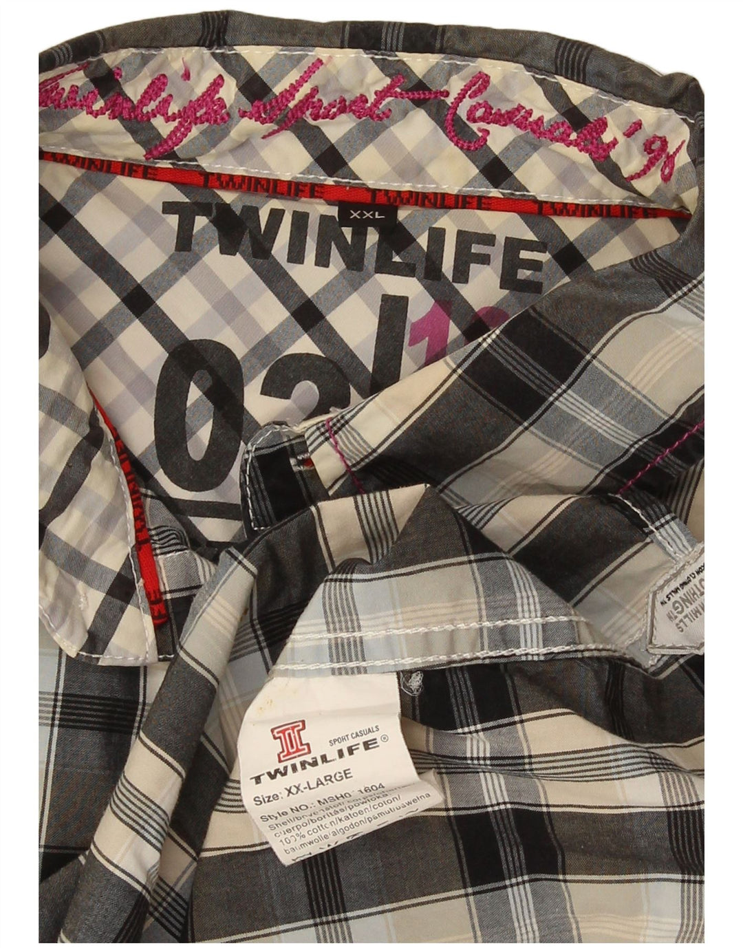 Cămașă vintage cu mânecă scurtă pentru bărbați, 2XL, bumbac cu carouri gri