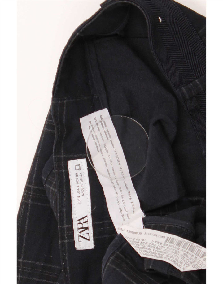 Pantaloni chino slim pentru bărbați Zara Mici L30 L29 Poliester cu carouri bleumarin