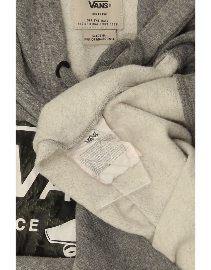 Pulover cu glugă grafic pentru bărbați VANS, bumbac cu pete, gri mediu