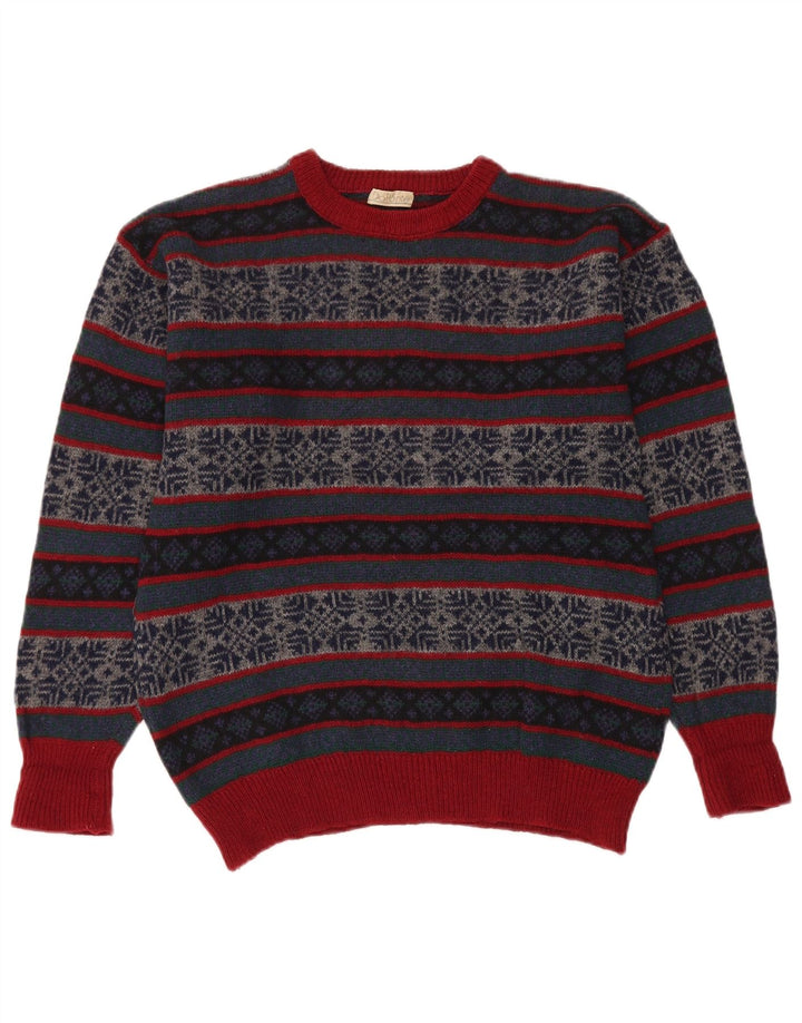 VINTAGE Pulover pentru bărbați cu gâtul turnat, mijlociu, multicolor, Fair Isle