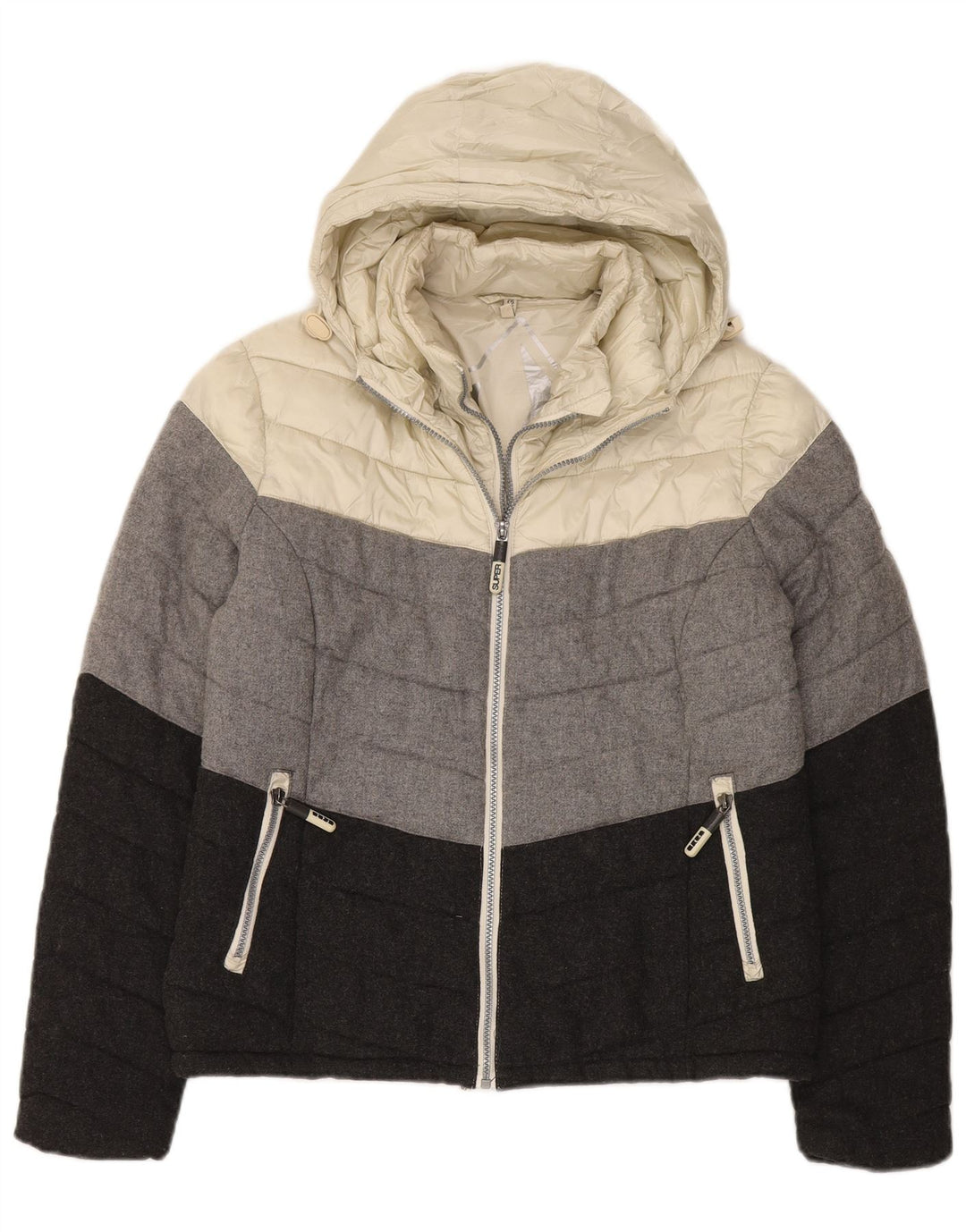 Jachetă căptușită cu glugă Superdry pentru femei UK 18 XL, multicoloră