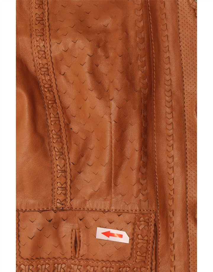 Geaca de piele vintage pentru femei IT 44 piele maro medie