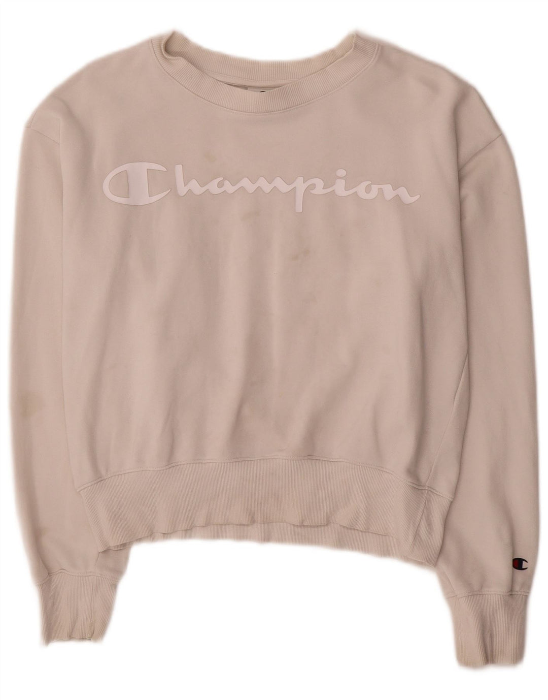 Pulover cu grafic pentru femei Champion UK 14 Bumbac alb mediu