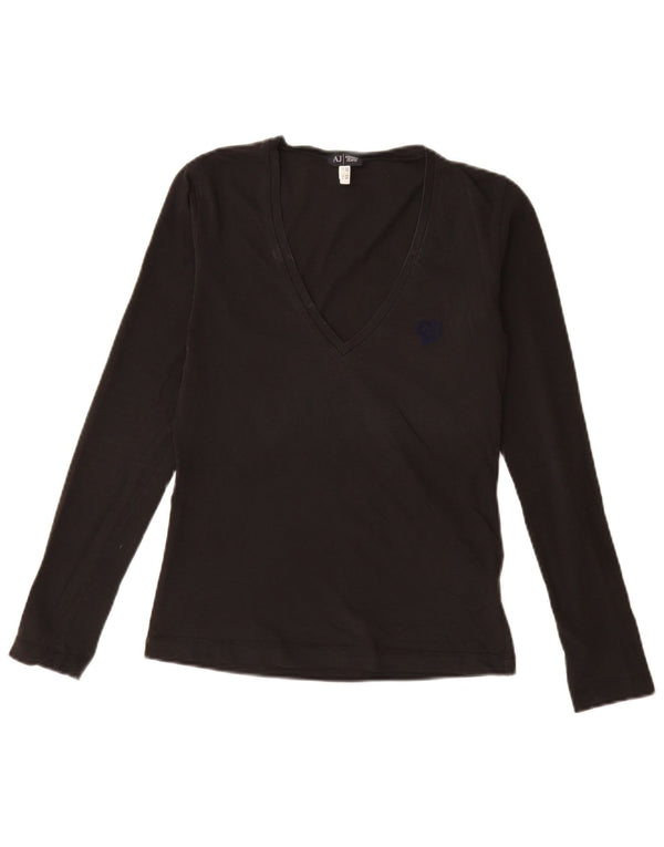 Armani Jeans Womens Top Long Sleeve EU 38 Medium Black Cotton