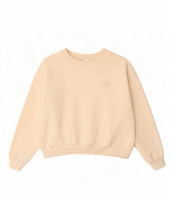 Adidas Womens Crop Oversized Sweatshirt Jumper UK 14 Large Beige