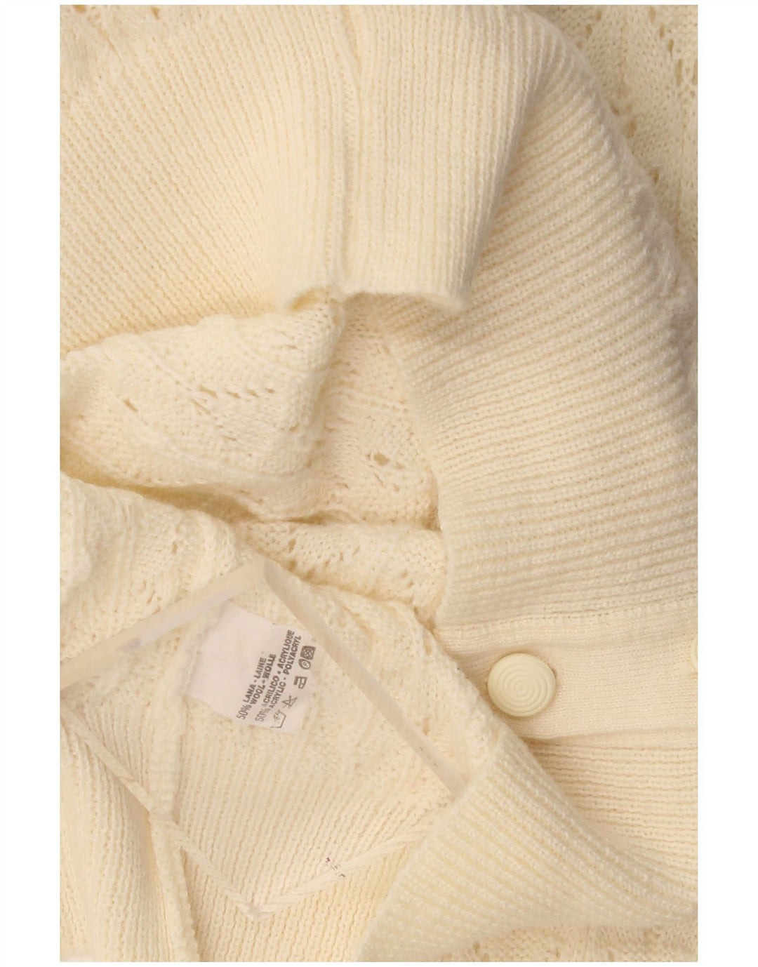 Pulover Cardigan Vintage pentru Damă UK 16 Mare Lână Bej