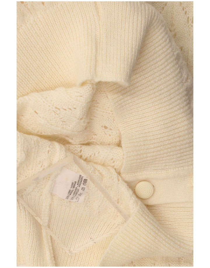 Pulover Cardigan Vintage pentru Damă UK 16 Mare Lână Bej