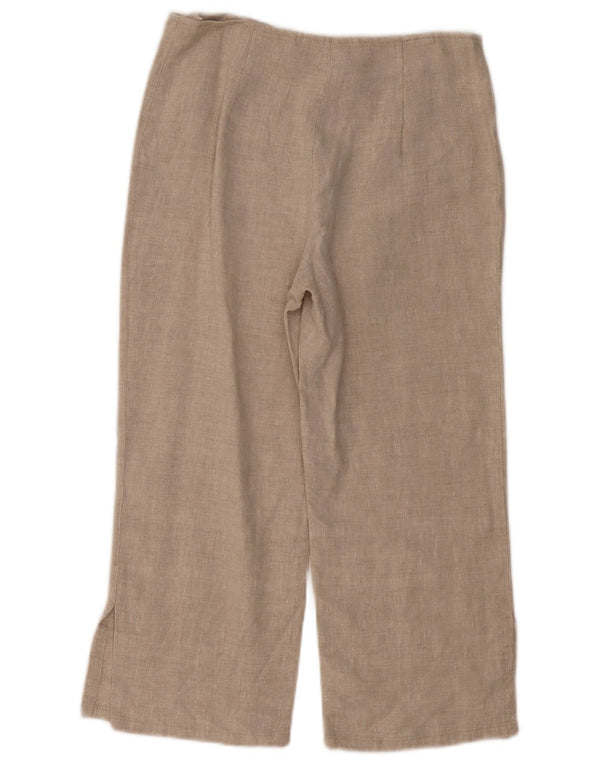 VINTAGE Pantaloni Capri drepti pentru femei UK 10 Small W30 L21 Bej In