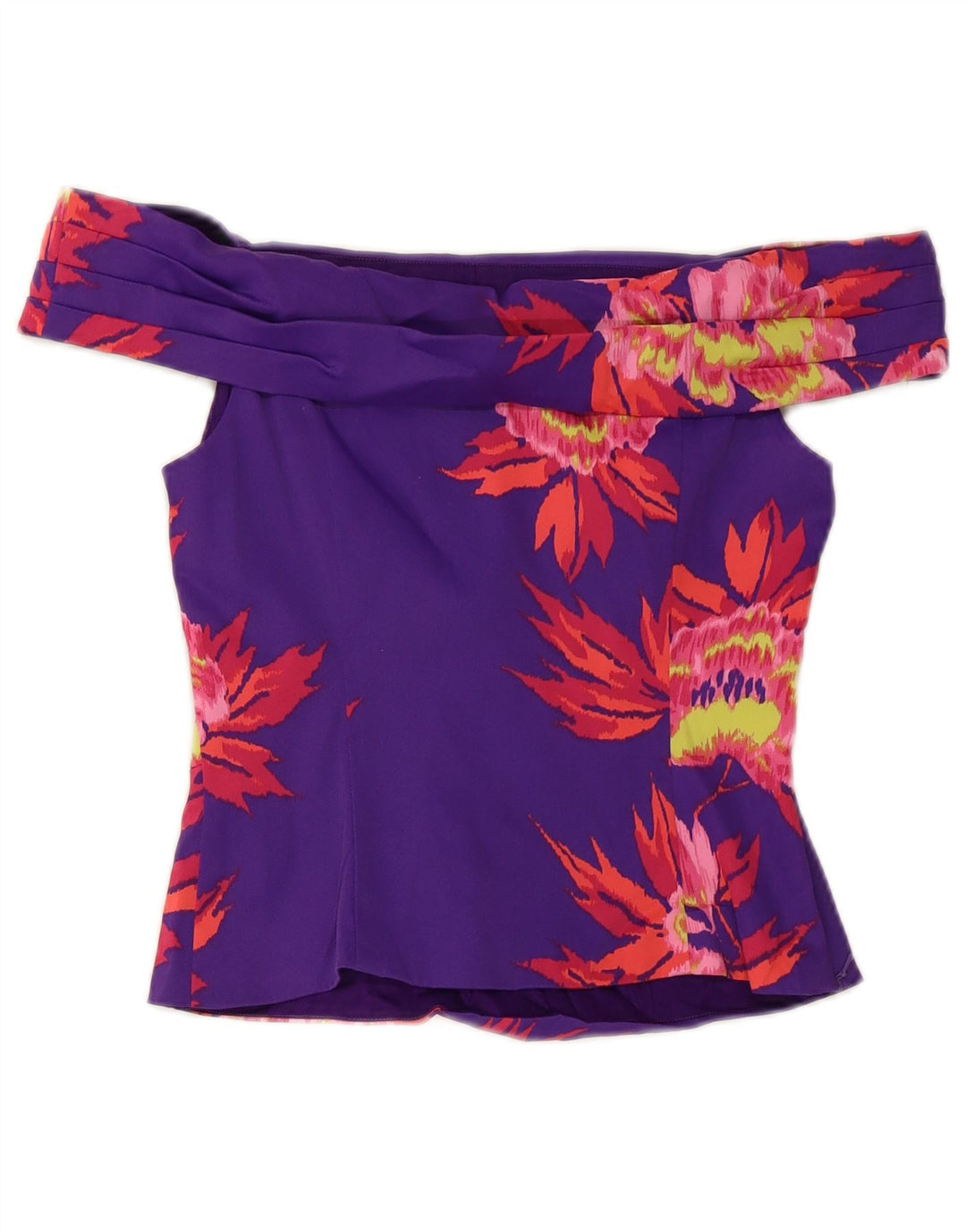 KAREN MILLEN Top cu umeri decupați pentru femei UK 12 Medium Purple Floral