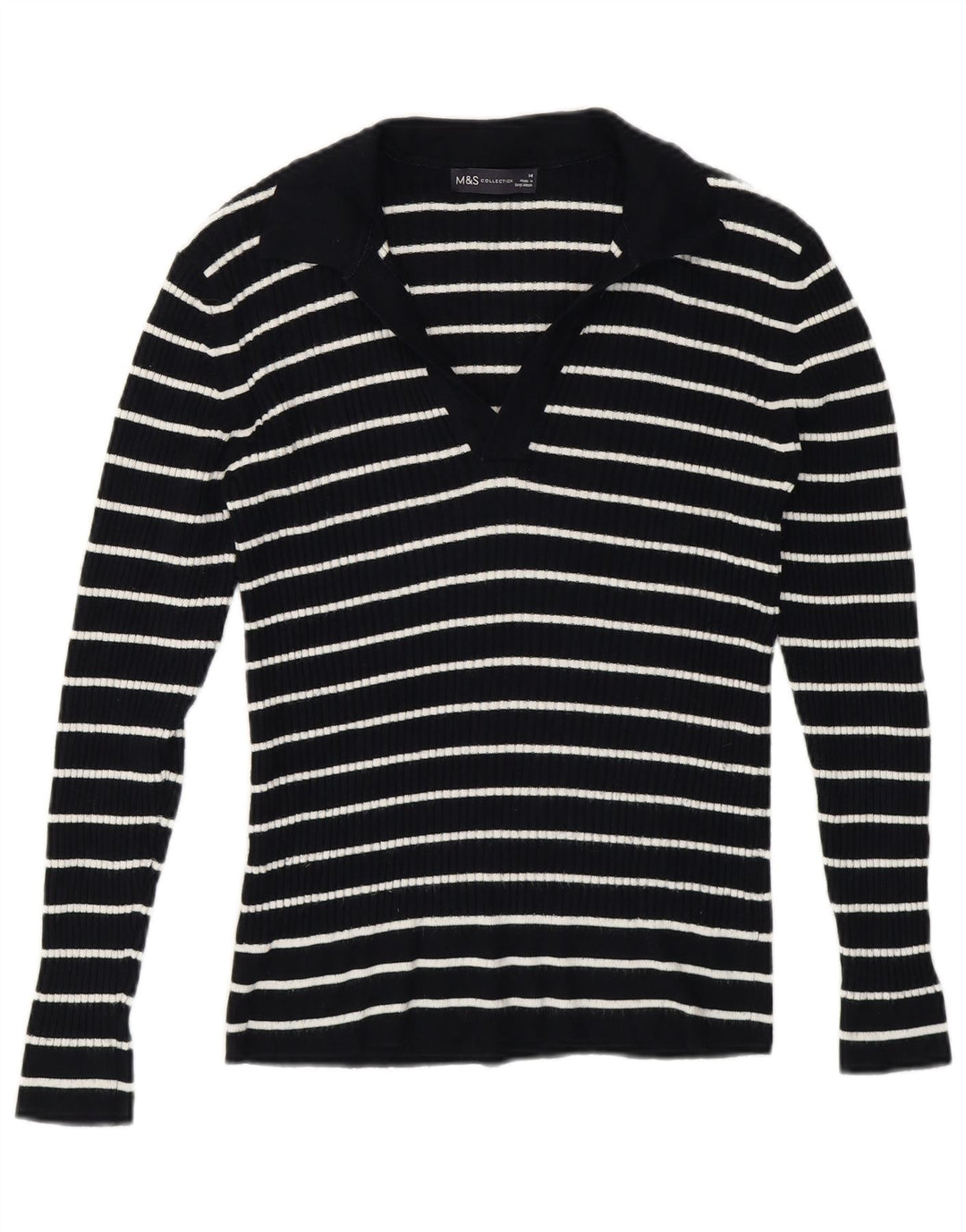 Marks & Spencer Pulover cu gât polo pentru femei UK 14 Medium Blue Striped