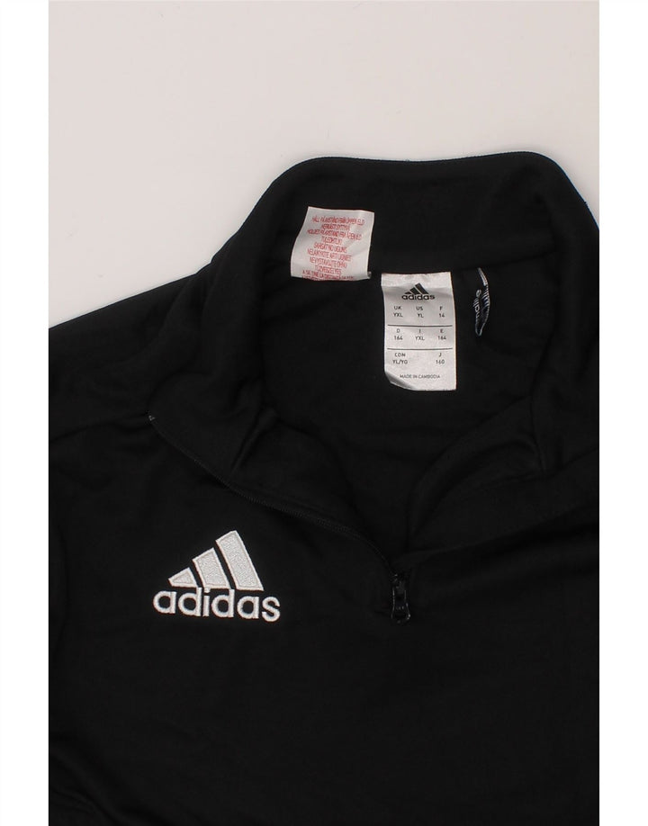 ADIDAS Boys Climalite Zip Neck Pullover Tracksuit Top 13-14 Years XL Black Vintage Adidas and Second-Hand Adidas from Messina Hembry 