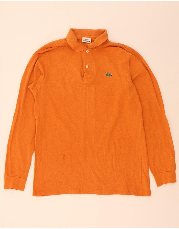 Tricou polo pentru bărbați Lacoste cu mânecă lungă, mărimea 4, bumbac portocaliu mediu