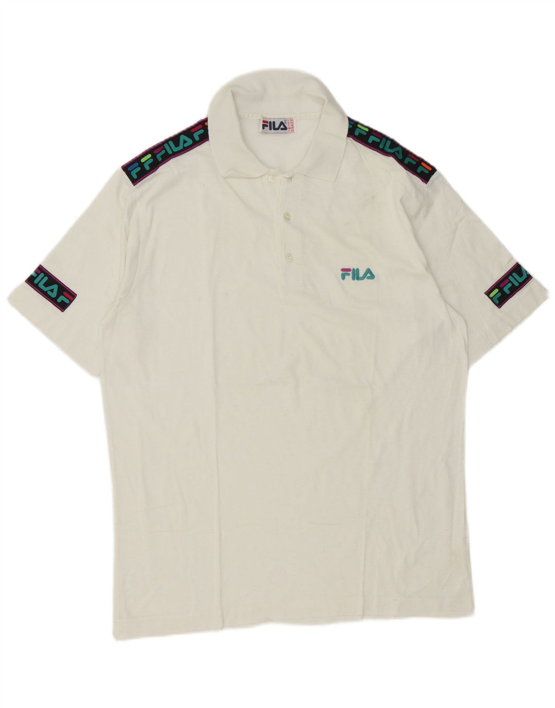 Tricou polo cu grafică Fila pentru bărbați IT 50, bumbac color bloc alb mediu