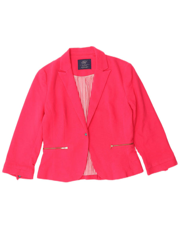 Jachetă pentru femei Zara Crop 1 Button Blazer UK 14, mare, roz, bumbac