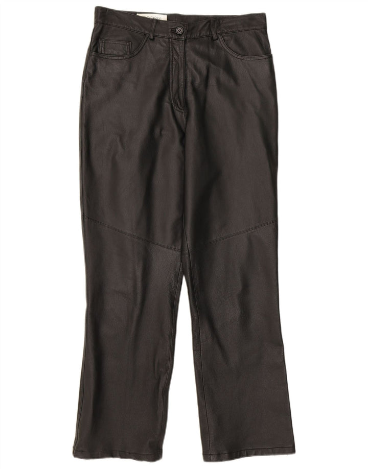 C&A Womens Straight Leather Trousers W29 L28 Black Leather