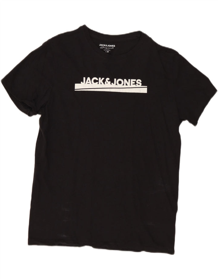 JACK & JONES Tricou grafic pentru bărbați Top mediu din bumbac negru