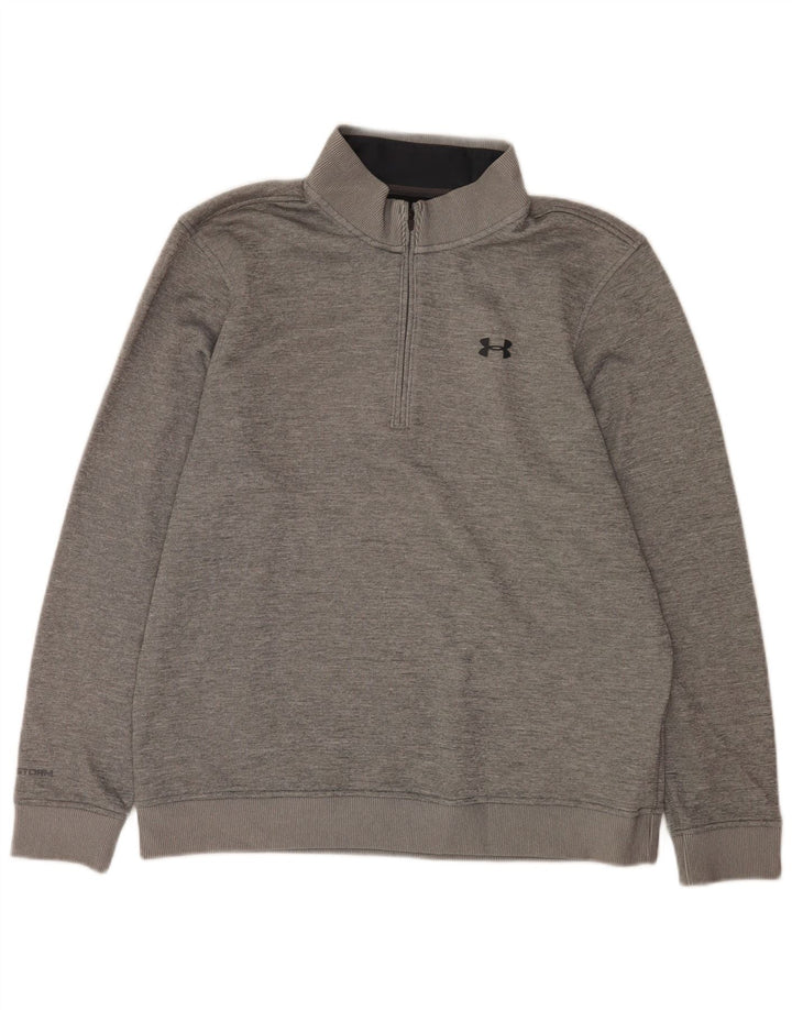 Pulover Under Armour Cold Gear pentru bărbați, cu fermoar, cu gât, mare, pete gri