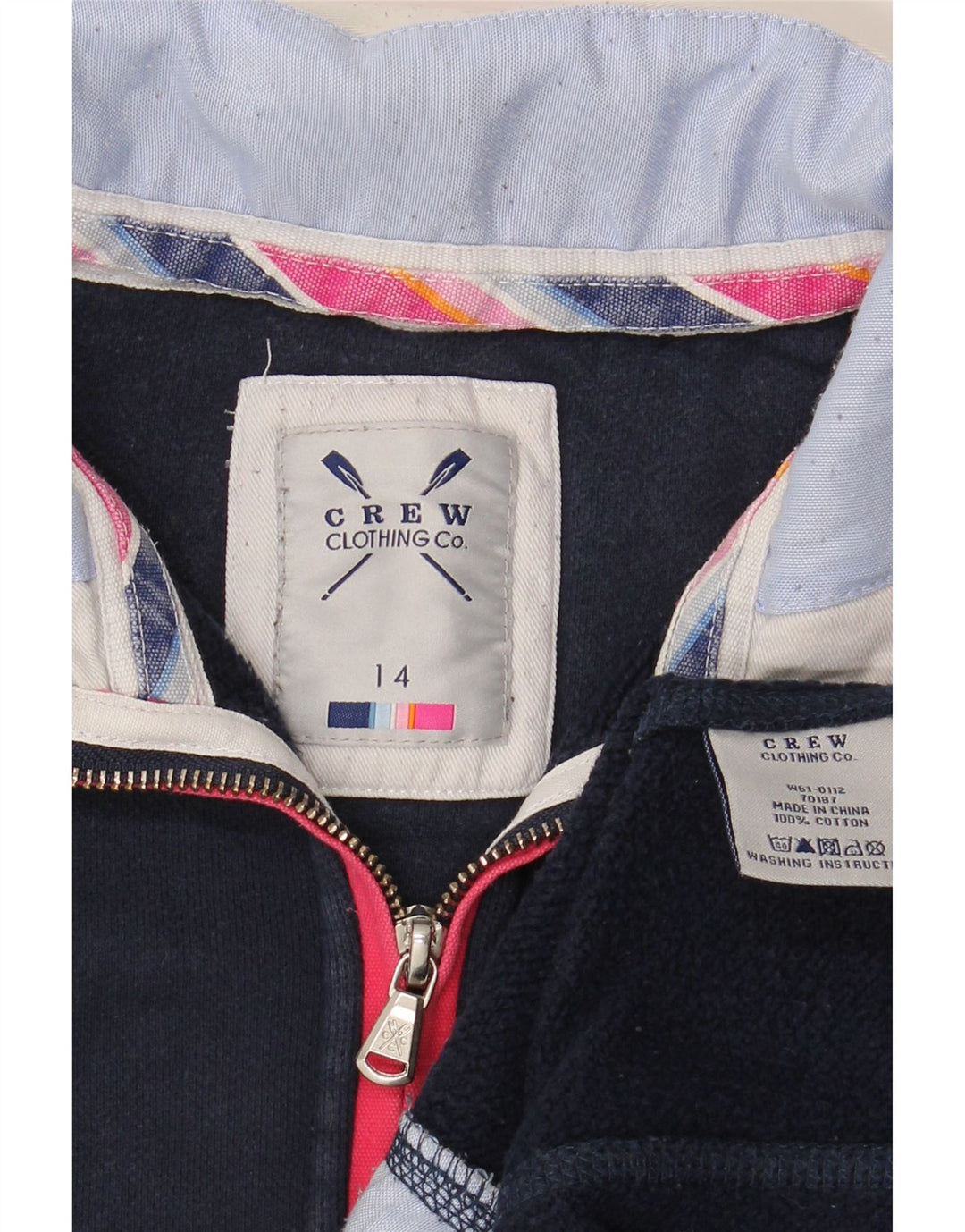 CREW CLOTHING Hanorac pentru femei cu fermoar și gât Pulover UK 14 Mare Bleumarin