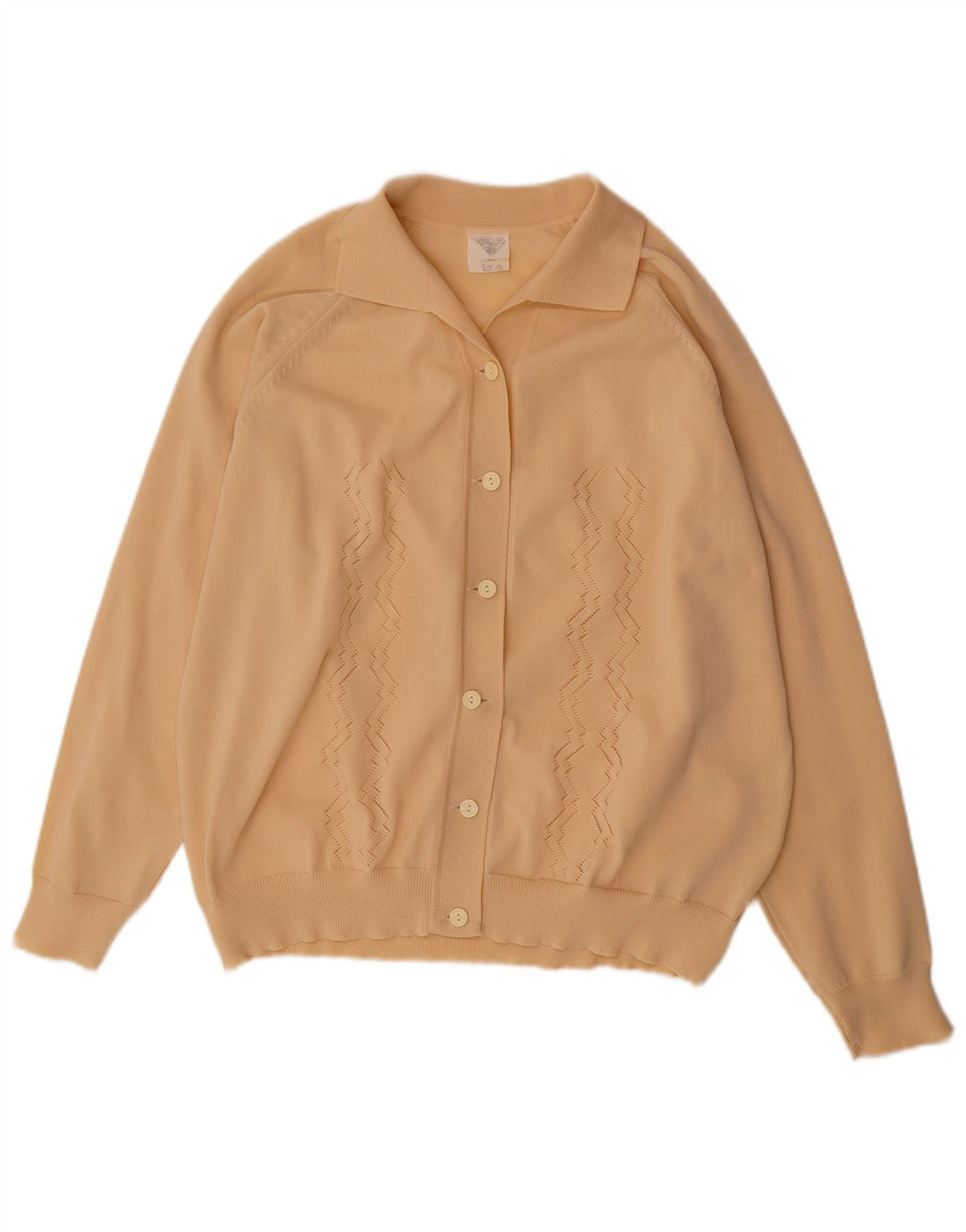 VINTAGE Womens Cardigan Sweater UK 16 Large Beige Polyester