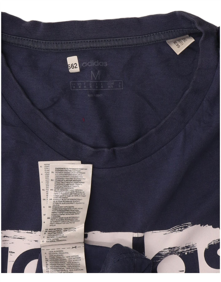Tricou grafic pentru bărbați Adidas Top mediu din bumbac bleumarin