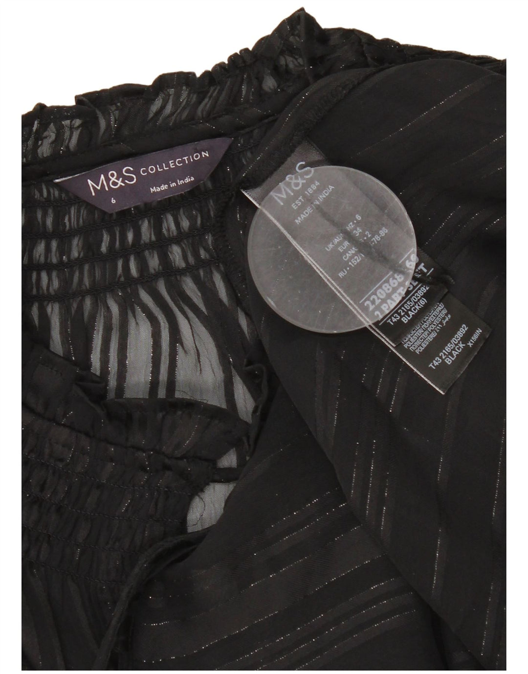 Top cu mânecă lungă supradimensionată pentru femei Marks & Spencer, UK 6 XS, negru