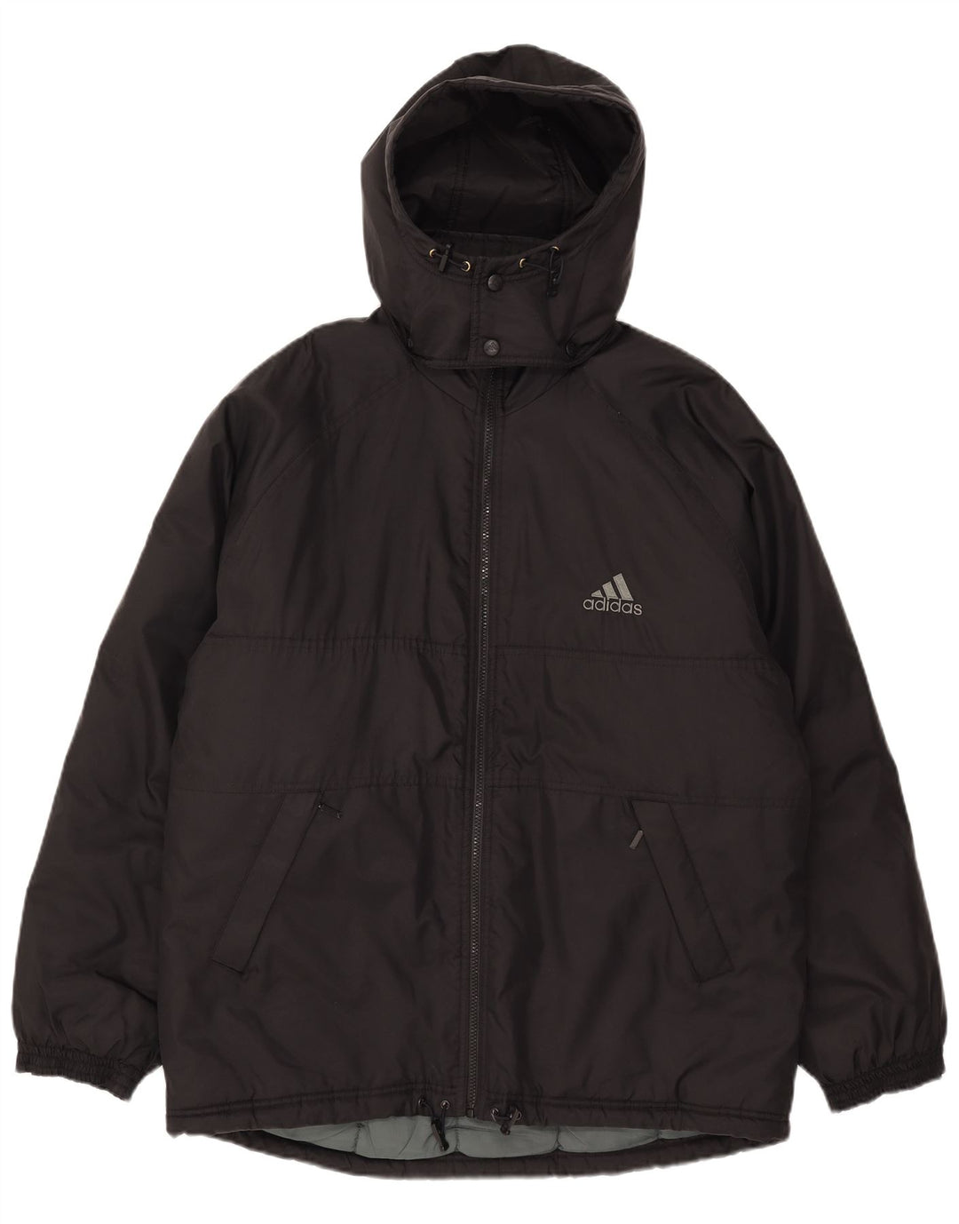 Jachetă căptușită cu glugă grafică Adidas pentru bărbați UK 38/40 Poliester mediu negru