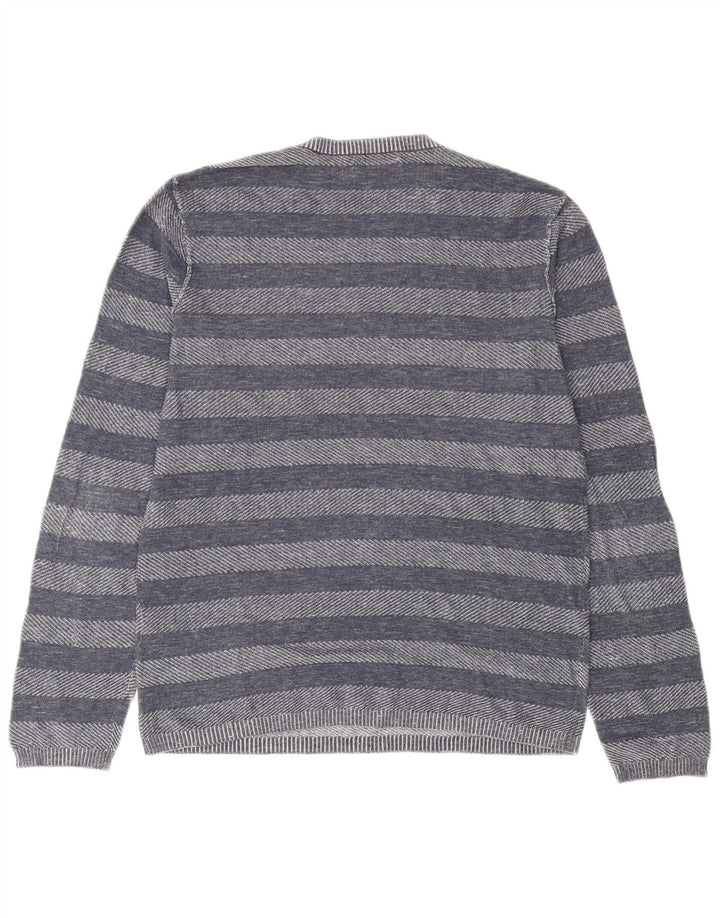 Pulover Jack & Jones pentru bărbați cu decolteu triplu, mijlociu, bleumarin, cu dungi