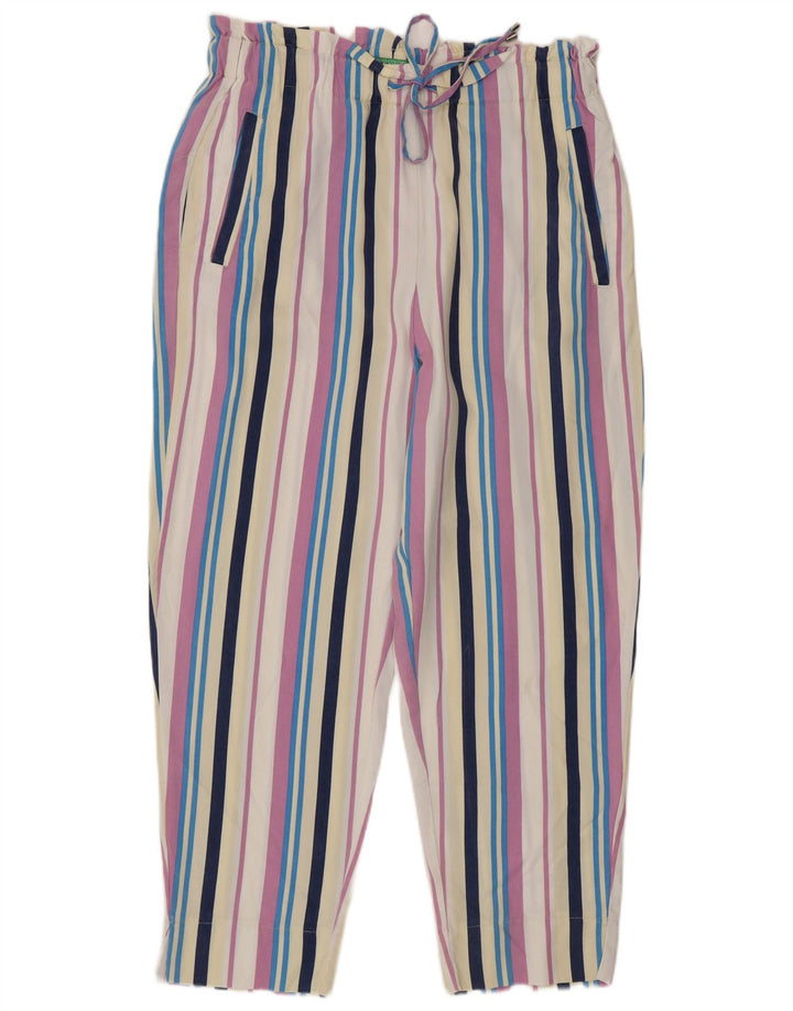 Pantaloni tăiați pentru femei Benetton Medium W30 L26, cu dungi multicolore