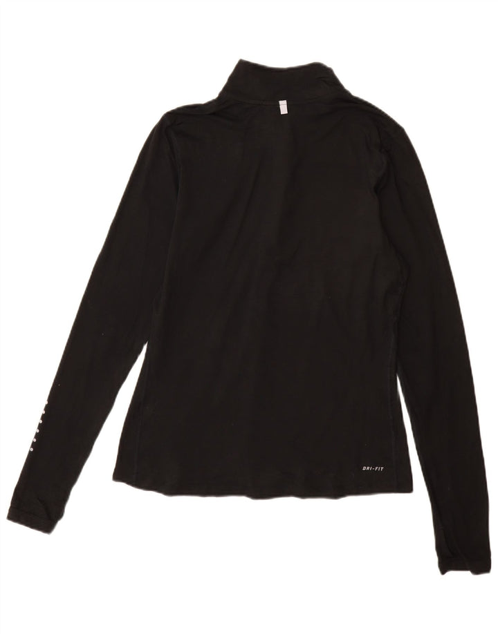Top de trening Nike Dri Fit Zip Neck Pullover pentru femei UK 10 Small Black