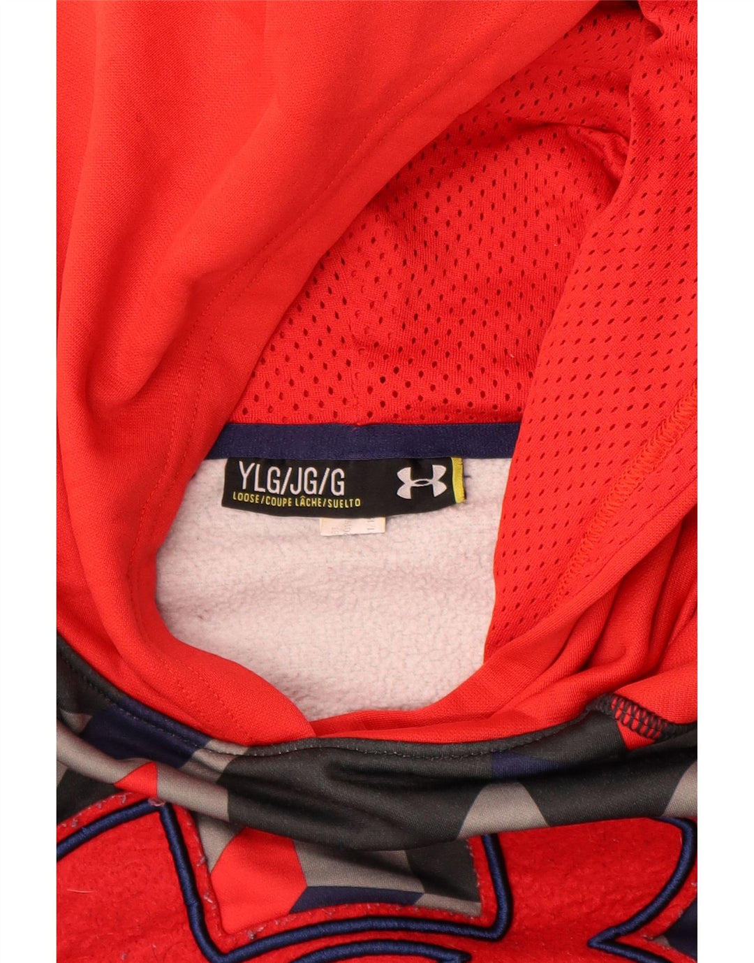 UNDER ARMOUR Pulover cu glugă largi pentru fete 11-12 ani mare roșu geometric