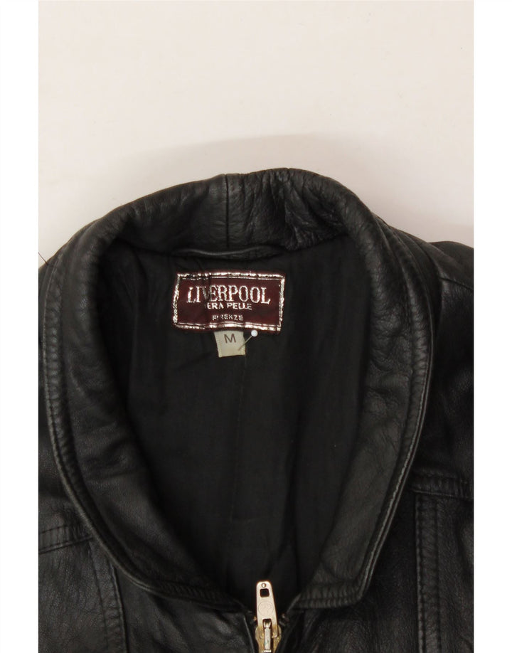 LIVERPOOL Mens Leather Jacket UK 38 Medium Black Leather Vintage Liverpool and Second-Hand Liverpool from Messina Hembry 