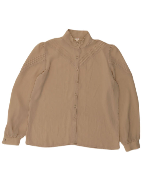 Bluză Cămașă Vintage Femei IT 42 Medium Bej Poliester