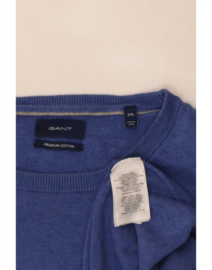 Pulover Gant pentru bărbați, cu gât crew, 2XL, bumbac albastru