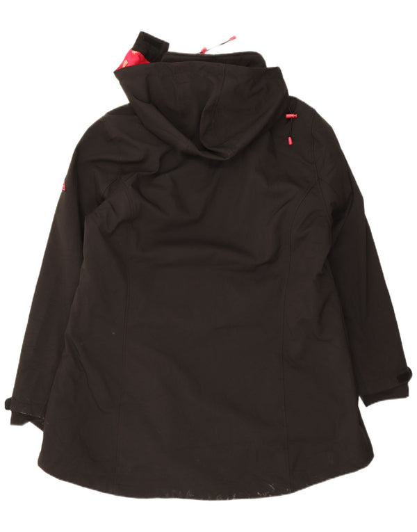 Jachetă vintage pentru damă, cu glugă, cu formă largi, ruptură de vânt UK 18 XL, poliester negru