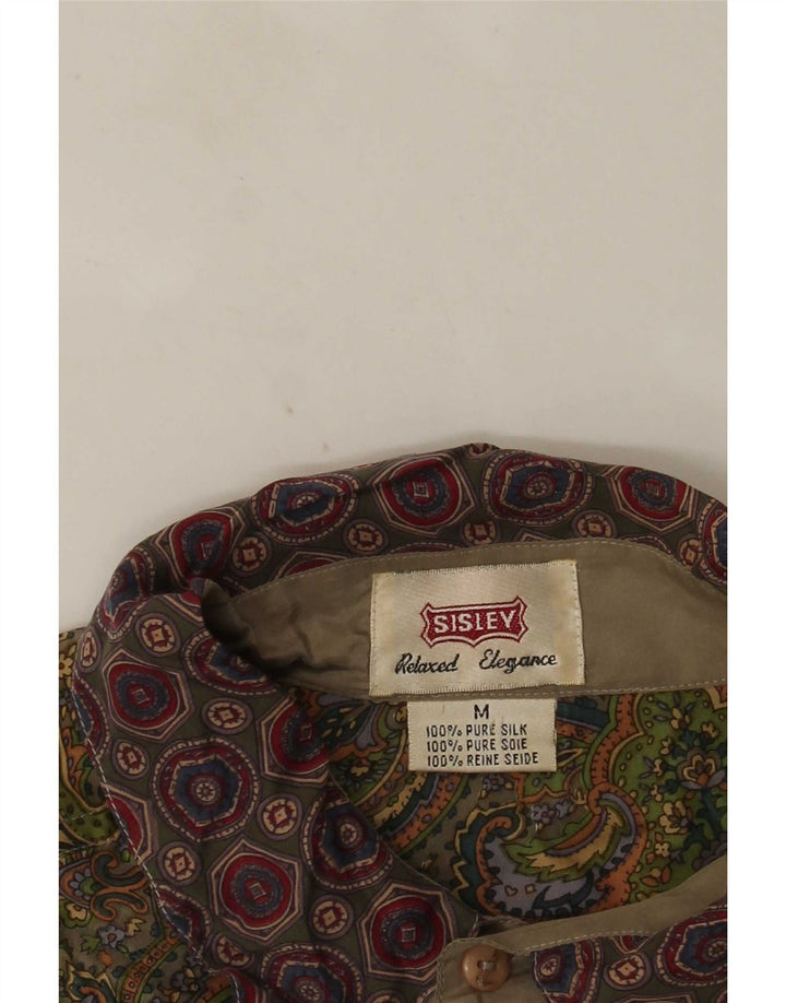 Cămașă cu mânecă scurtă pentru bărbați Sisley, din mătase caisley, bej mediu
