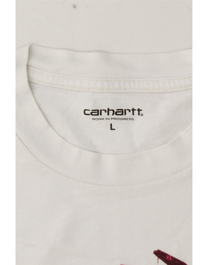 Tricou grafic CARHARTT pentru bărbați Top mare din bumbac alb
