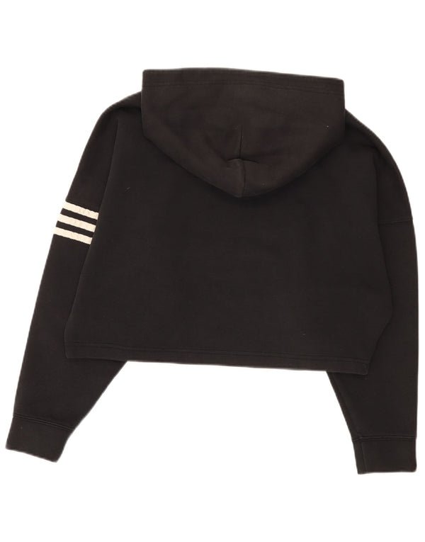Jumper Adidas Crop Oversized Hoodie pentru femei UK 6 XS Bumbac negru
