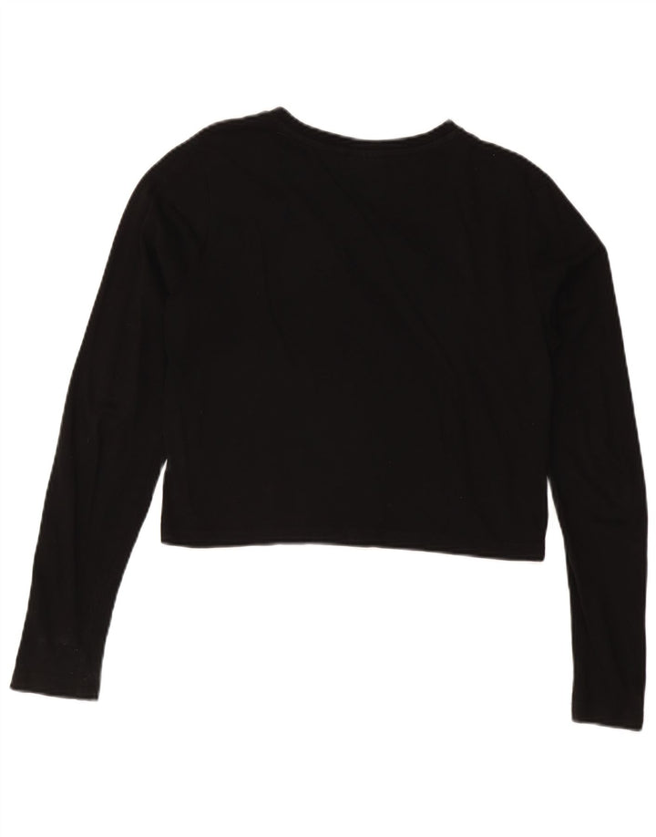 Top cu grafic crop FILA pentru femei cu mânecă lungă UK 14 Medium Negru