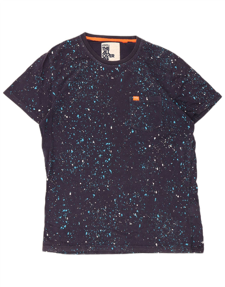Tricou Superdry pentru bărbați Top mare, albastru bleumarin, bumbac cu pete