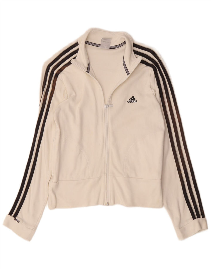 Jachetă de trening pentru femei Adidas UK 12, bumbac alb mediu