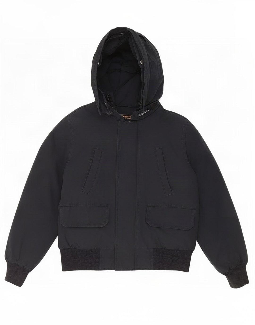 Jachetă căptușită cu glugă Woolrich pentru băieți 9-10 ani, bumbac negru